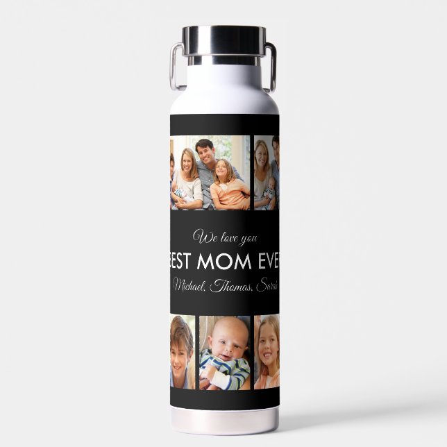 Best Mom Ever Photo Collage Mothers Day Water Bottle (Front)