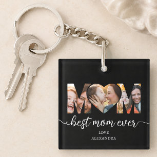 Best Mom Ever Photo Collage Mothers Gift Keychain