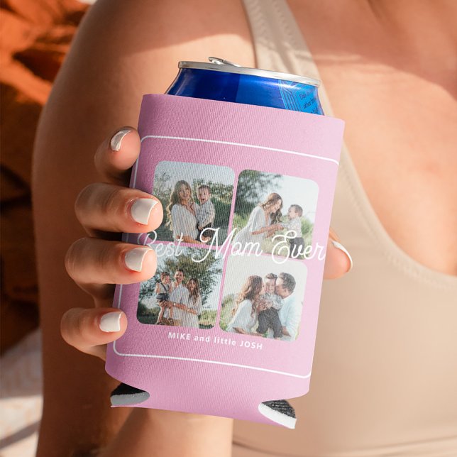 Best Mom Ever photo collage personalized keepsake Can Cooler (Creator Uploaded)