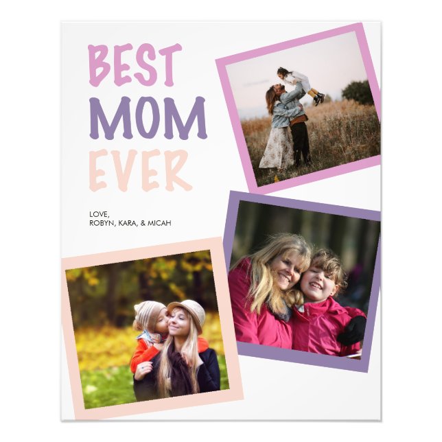 Best Mom Ever Photo Collage Personalized Pastel (Front)