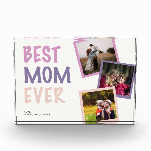 Best Mom Ever Photo Collage Personalized Pastel Acrylic Award