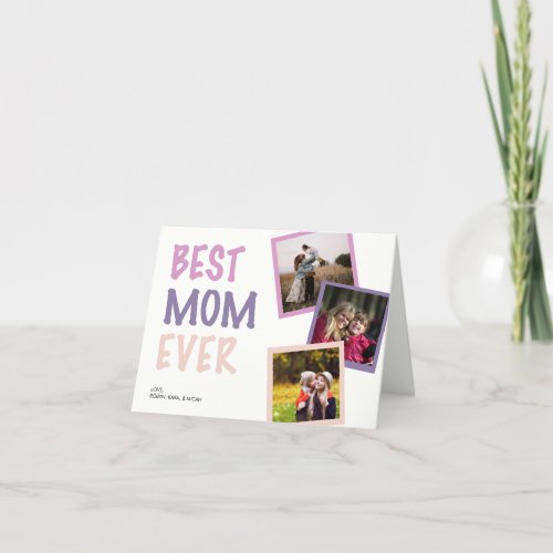 Best Mom Ever Photo Collage Personalized Pastel Holiday Card