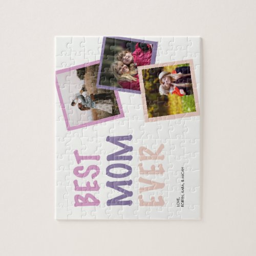 Best Mom Ever Photo Collage Personalized Pastel Jigsaw Puzzle