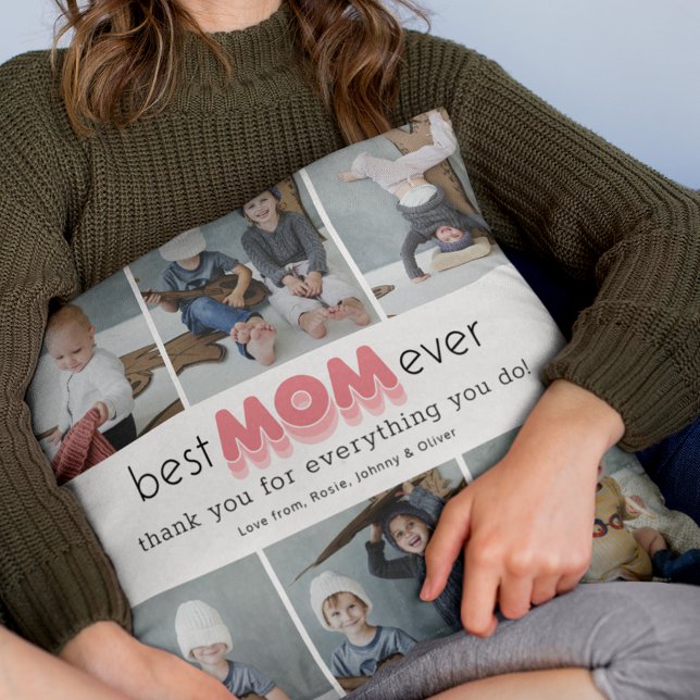 Best Mom Ever Photo Collage Throw Pillow (Creator Uploaded)
