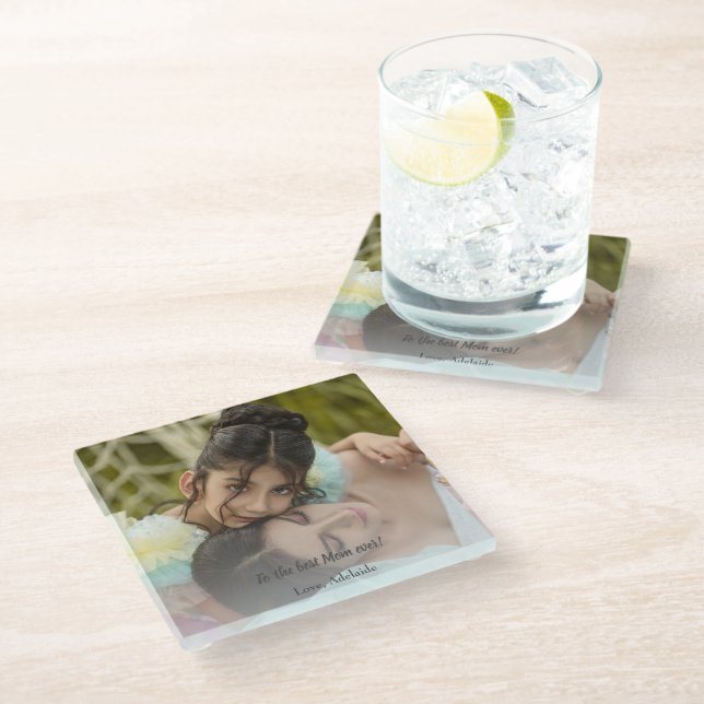 Best Mom Ever Photo Glass Coaster (Angled)