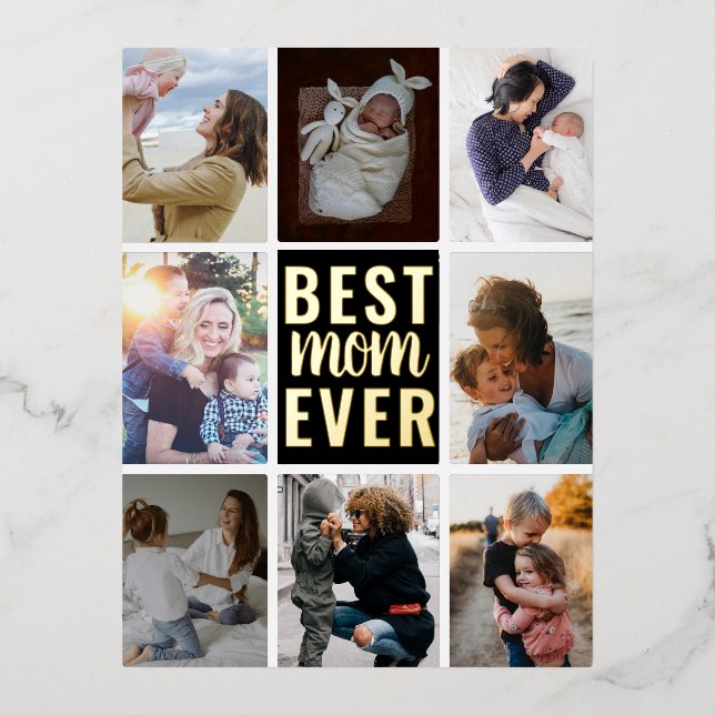 Best Mom Ever Photo Gold Foil Foil Holiday Postcard (Front)