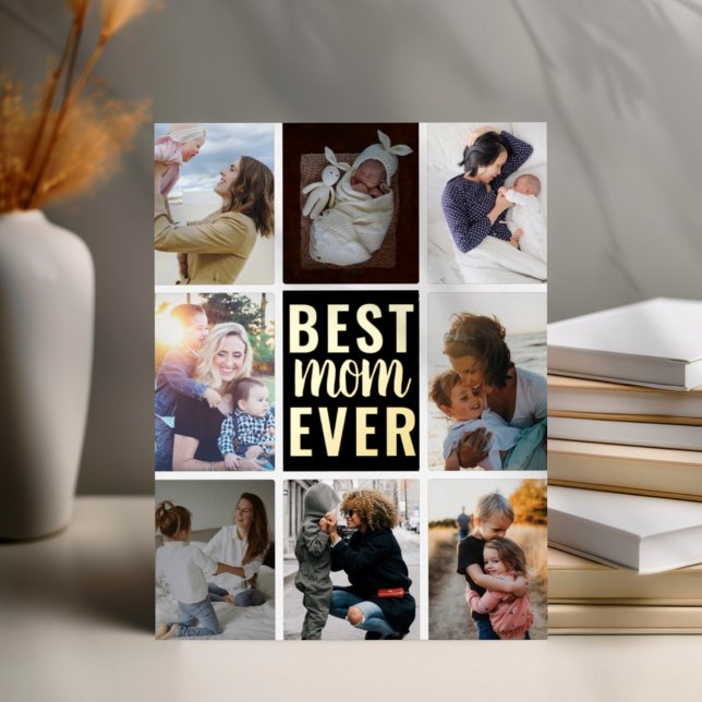 Best Mom Ever Photo Gold Foil Holiday Postcard (Creator Uploaded)
