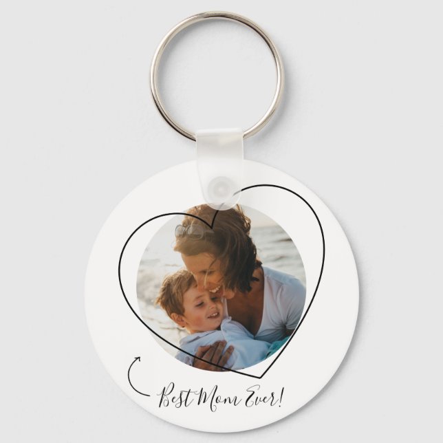 Best Mom Ever Photo Heart Mother's Day Keychain (Front)