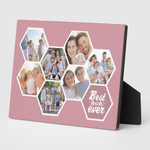 Best Mom Ever  Photo Hexagons Pink Plaque