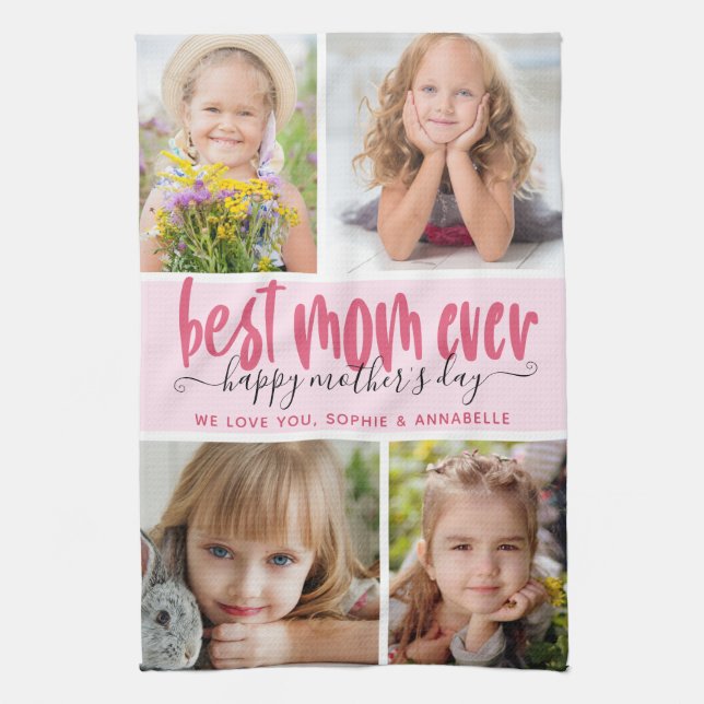 Best Mom Ever Photo Mother's Day Kitchen Towel (Vertical)