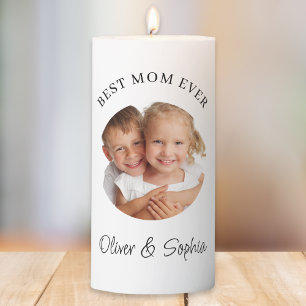 Best Mom Ever Photo Mother's Day Pillar Candle