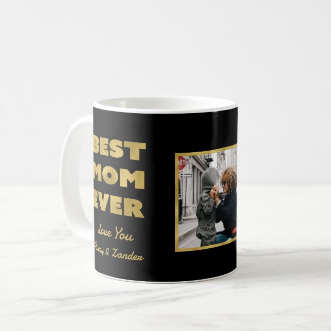 Best Mom Ever Photo Name Modern Mother's Day Coffee Mug (Front Left)