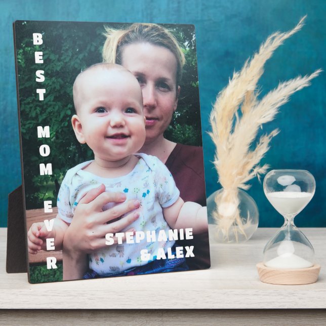 Best Mom Ever Photo names keepsake typography  Plaque (Side)