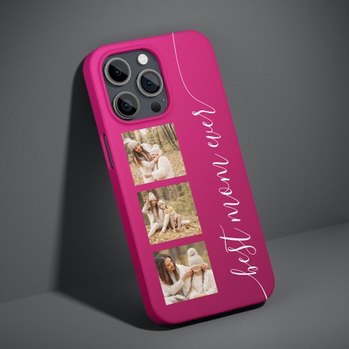 Best Mom Ever Photo Picture  Elegant Script Pink Case_Mate iPhone 14 Case