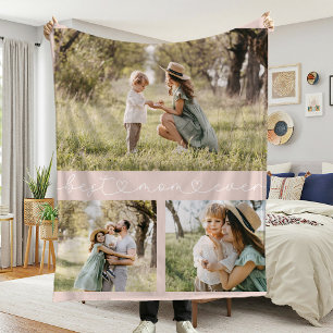 Best Mom Ever Photo Pink Fleece Blanket