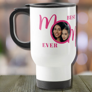 Best Mom Ever Photo Pink Travel Mug