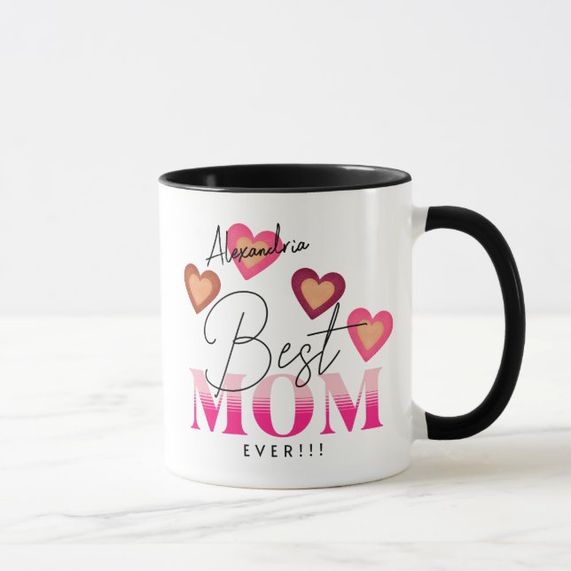 Best Mom Ever, Photo Template Lovely Hearts Coffee Mug (Right)