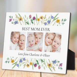 Best Mom Ever Photo Wildflower Floral Plaque