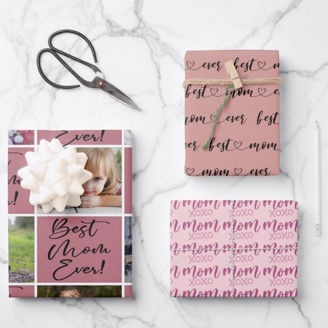 Best Mom Ever Photo Wrapping Paper Sheets (Front)