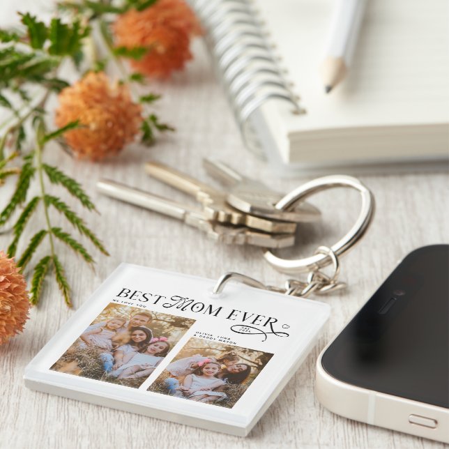 Best Mom Ever Photos Heart Mothers Day Gifts Keychain (Front Right)
