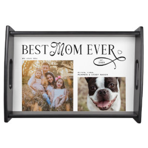 Best Mom Ever Photos Heart Mothers Day Gifts Serving Tray