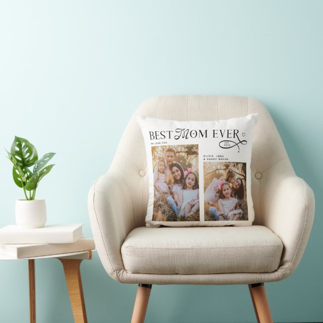 Best Mom Ever Photos Heart Mothers Day Gifts Throw Pillow (Chair)