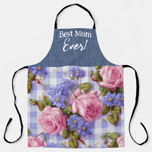 Best Mom Ever Pink Floral All_Over Print Apron