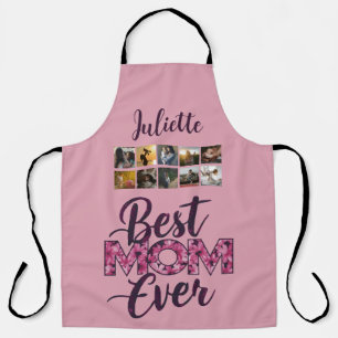 Best Mom Ever Pink Floral Typography Apron