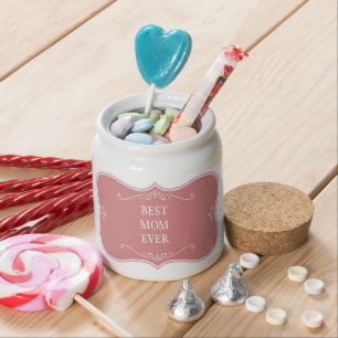 BEST MOM EVER!PINK FRAME FROSTED CANDY JAR