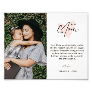 Best Mom Ever Pink Heart Script Cute Message Photo Print