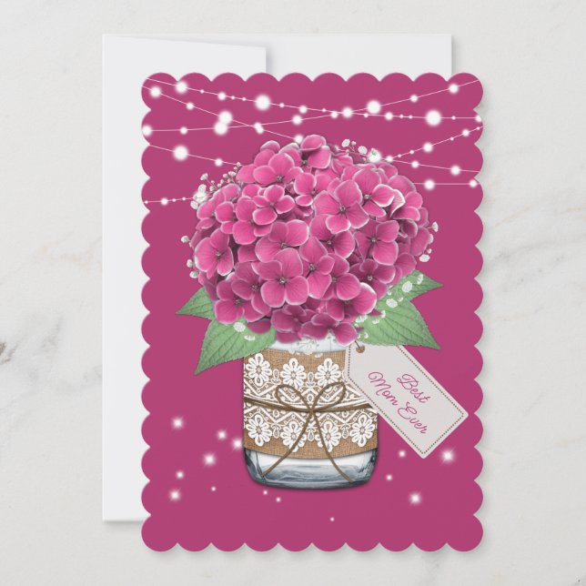 Best Mom Ever Pink Hydrangea Cute Mother's Day Card (Front)