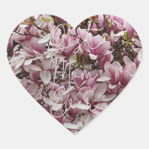 Best Mom Ever Pink Magnolia Flowers Floral Heart Sticker