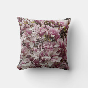 Best Mom Ever Pink Magnolia Flowers Floral Throw Pillow