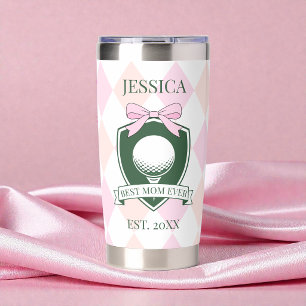 Best Mom Ever Pink Modern Golf Mother's Day Coffee Insulated Tumbler