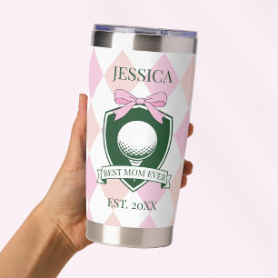 Best Mom Ever Pink Modern Golf Mother's Day Coffee Insulated Tumbler