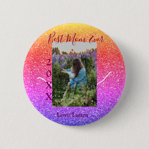 Best mom ever pink photo mother's day year yellow button