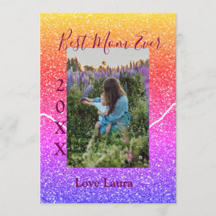 Best mom ever pink photo mother's day year yellow invitation
