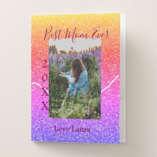 Best mom ever pink photo mother's day year yellow pocket folder