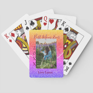 Best mom ever pink photo mother's day year yellow poker cards