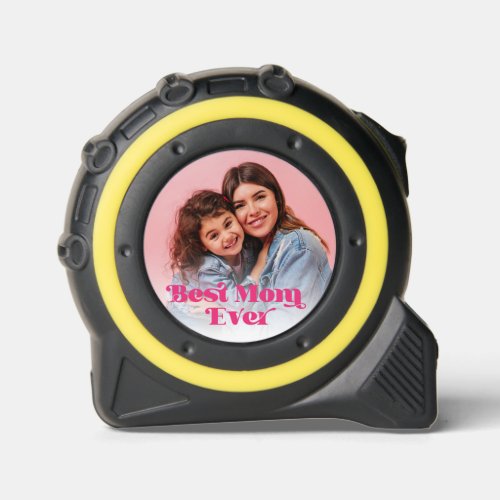 Best Mom Ever Pink Retro Text Photo Tape Measure