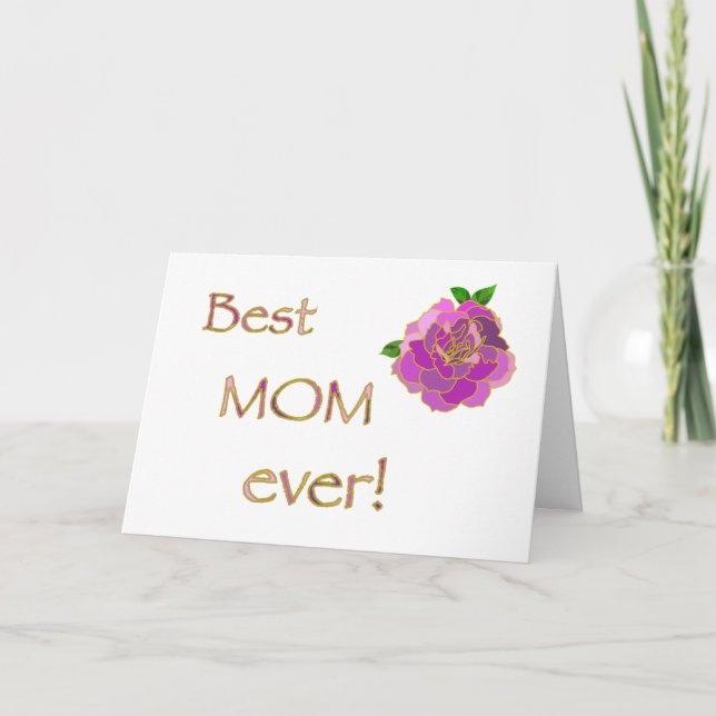 Best Mom Ever Pink Rose Thank You For Everything Card (Front)