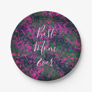 Best Mom Ever Pink Unique Garden Floral Painted Paper Plates