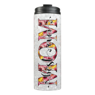 Best Mom Ever Pink Yellow Floral Thermal Tumbler