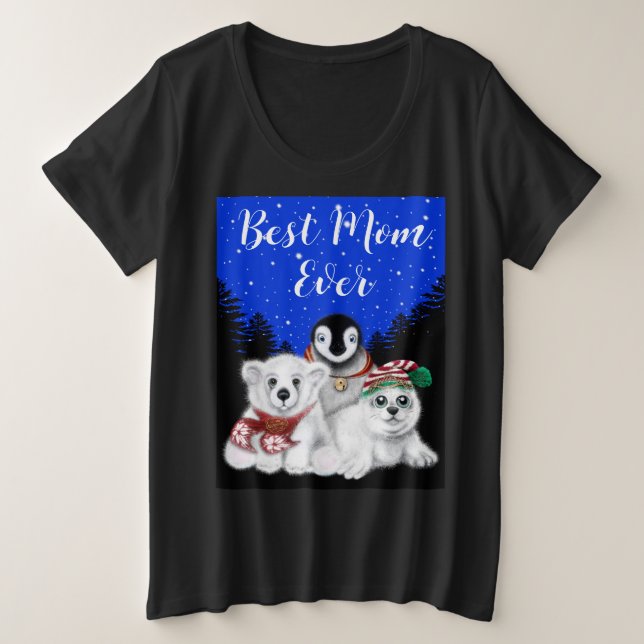 Best Mom Ever polar bear, Penguin, seal pup Plus Size T-Shirt (Design Front)