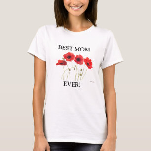 Best Mom Ever Poppies watercolor red T-Shirt