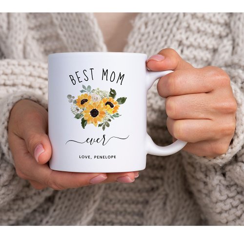 Best Mom Ever  Pretty Rustic Sunflowers Coffee Mug