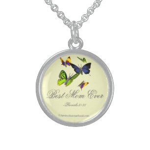 Best Mom Ever Proverbs 31:28 Mother's Day Sterling Silver Necklace