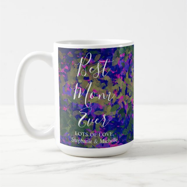 Best Mom Ever Purple Blue Garden Floral Coffee Mug (Left)