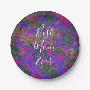 Best Mom Ever Purple Pink Garden Painted Floral Paper Plates