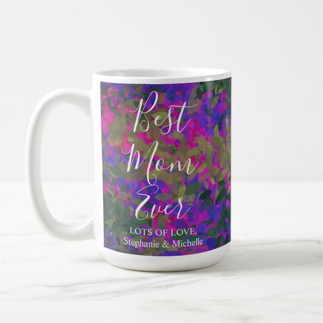 Best Mom Ever Purple Pink Green Garden Floral Coffee Mug (Left)